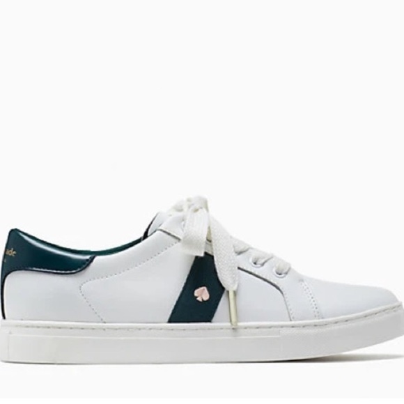 Kate Spade Iggy Low Top Court Sneakers White / Peacock Sapphire Green - Picture 11 of 15